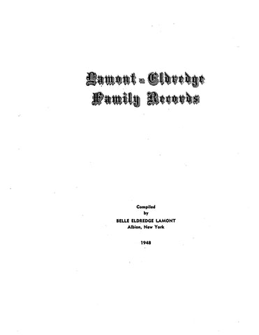 LAMONT - ELDREDGE Family records 1948