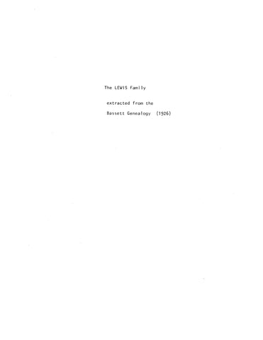 LEWIS: Extracted portion from One Bassett Family in America 1926.