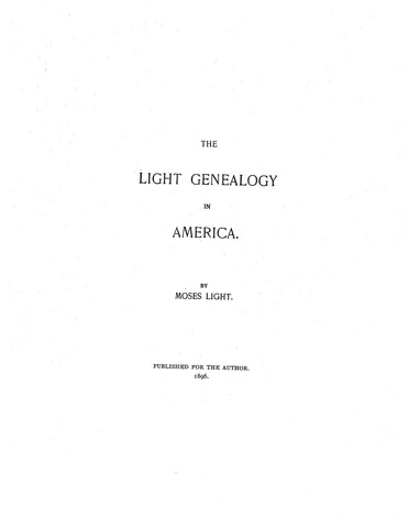 LIGHT: The Light Genealogy in America 1896