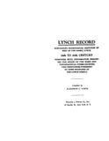 LYNCH Record, containing biographical sketches of men of the name Lynch, 16th to 20th century 1925