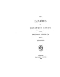 LUNDE: The diaries of Benjamin Lynde and of Benjamin Lynde, Jr., with an appendix 1880