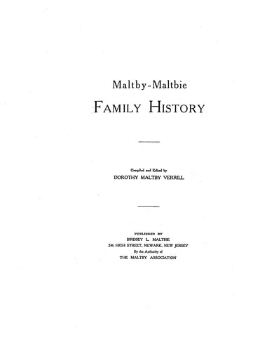 MALTBY - MALTBIE Family history 1916