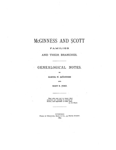 McGINNESS and SCOTT Families and their Branches 1892