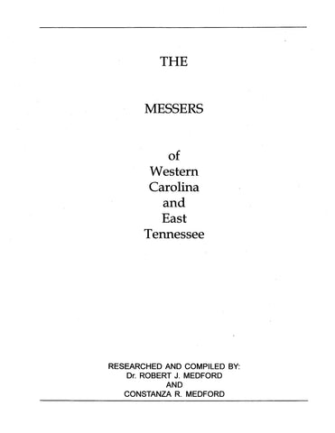 MESSER: The Messers of Western Carolina and East Tennessee 2001