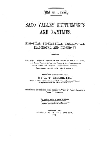 MILLIKEN family Extracted from Saco Valley Settlements and Families 1895