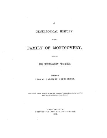 MONTGOMERY: Genealogical History of the Family of Montgomery, incl. the pedigree chart 1863