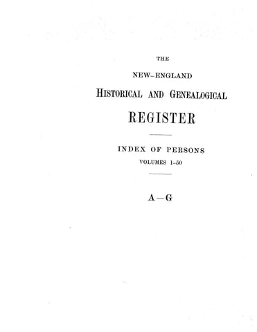 THE NEW ENGLAND Historical and Genealogical Register: Index of Persons