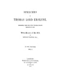 ERSKINE: Speeches of Thomas Lord Erskine 1870