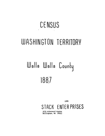 WALLA WALLA, WA: Census of Washington Territory, Walla Walla County, 1887 (Softcover)