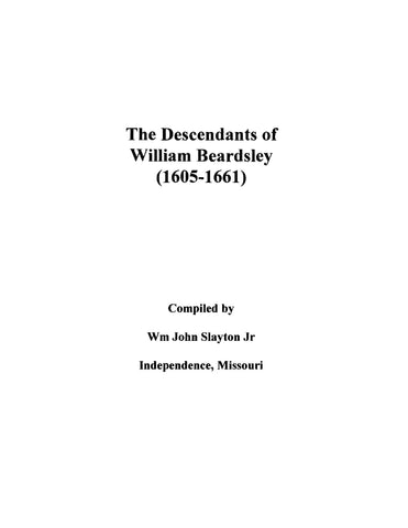 BEARDSLEY: The Descendants of William Beardsley (1605-1661) (Softcover) ND