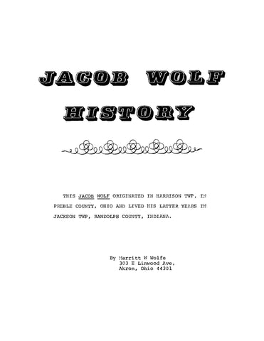 WOLF: Jacob Wolf History (Softcover)