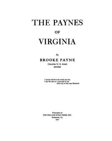 PAYNE: Paynes of Virginia 1937