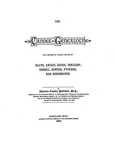 Candee Genealogy, With Notices of Allied Families  1882