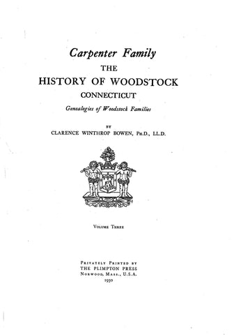 WOODSTOCK, CT: HISTORY OF WOODSTOCK & Genealogies of Woodstock Families [Volumes I -VIII]. (Hardcover) 1930