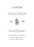 CARTER: Descendants of Samuel & Thomas, Sons of Reverend Samuel Carter, 1640-1886. 1886