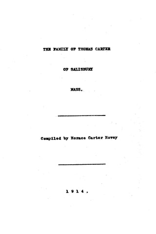 CARTER: Family of Thomas Carter of Salisbury, MA 1914