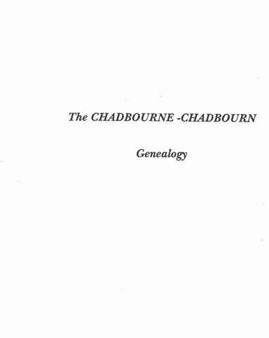 CHADBOURNE - CHADBOURN Genealogy 1904