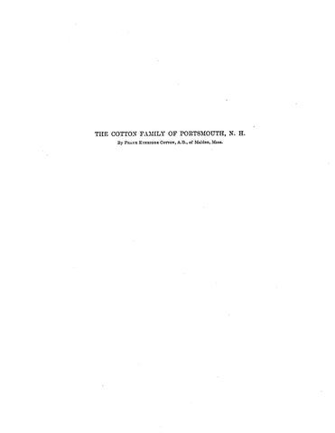 Cotton Family of Portsmouth, New Hampshire