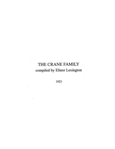 CRANE: A branch of the Crane family tree (Softcover) 1923
