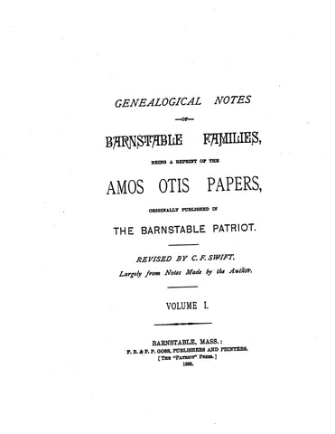 CUDWORTH: from Genealogical notes of Barnstable Families 1888