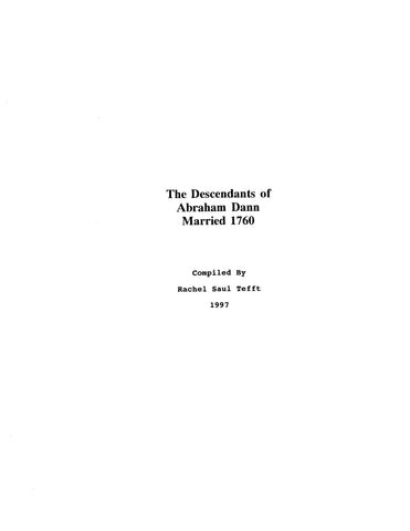 Dann : The Descendants of Abraham Dann 1997