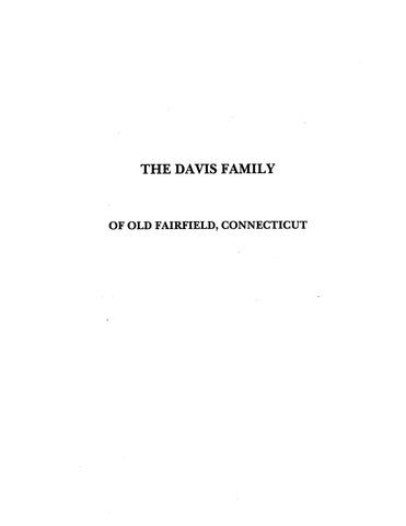 DAVIS: From FAIRFIELD, CT: HISTORY & GENEALOGY OF THE FAMILIES OF OLD FAIRFIELD