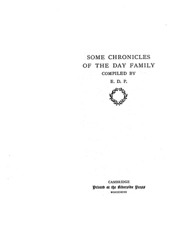 DAY: Some chronicles of the Day family 1893