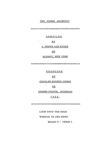 COOKE: The Cooke Ancestry 1960