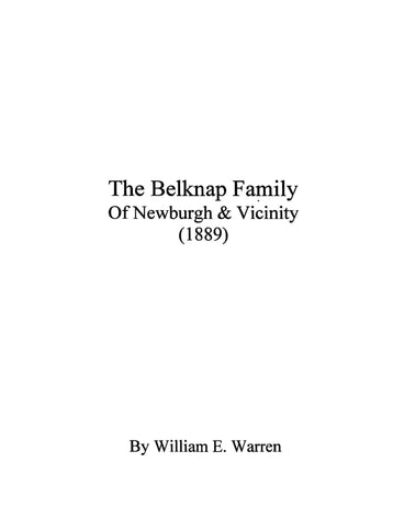 Belknap Family of Newburgh & Vicinity