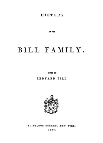 BILL: History of the Bill Family