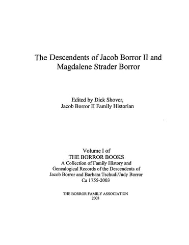 BORROR: The Descendants of Jacob Borror II and Magdaline Strader Borror