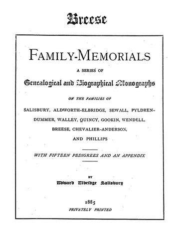 Breese Family of England & America, 1709-1875