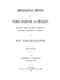 BURNHAM: Genealogical Records of Thomas Burnham, the Emigrant, Who was Among the Early Settlers at Hartford, CT & his Descendants. 1884