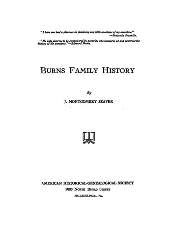 Burns Family History (no date, around 1927?)