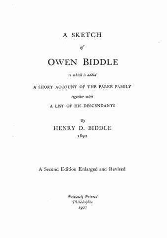 BIDDLE: A Sketch of Owen Biddle