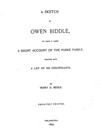 BIDDLE: A Sketch of Owen Biddle