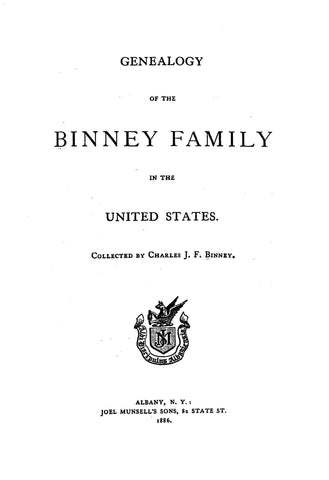 BINNEY:  Genealogy of the Binney family in the United States