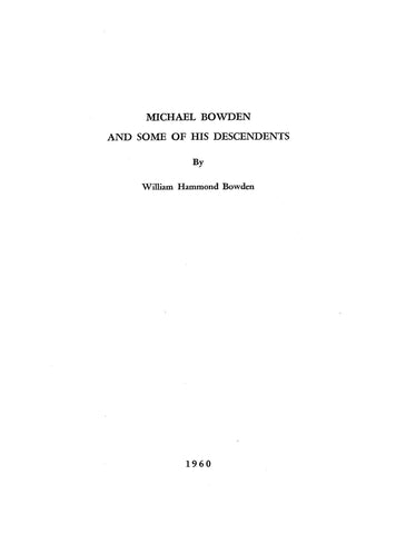 BODEN: Michael Bowden and Some of His Descendants