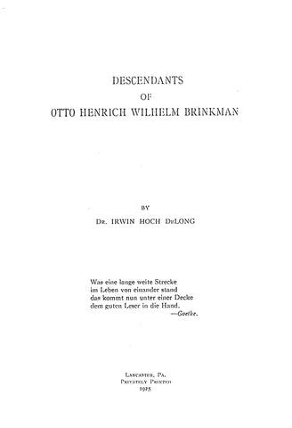 BRINKMAN: Descendants of Otto Henrich Wilhelm Brinkman
