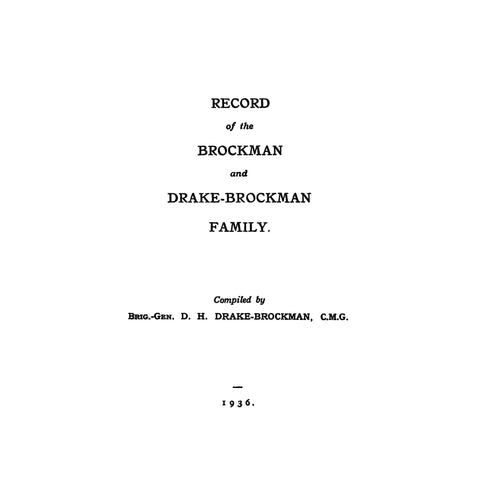 BROCKMAN: Record of the Brockman and Drake-Brockman family