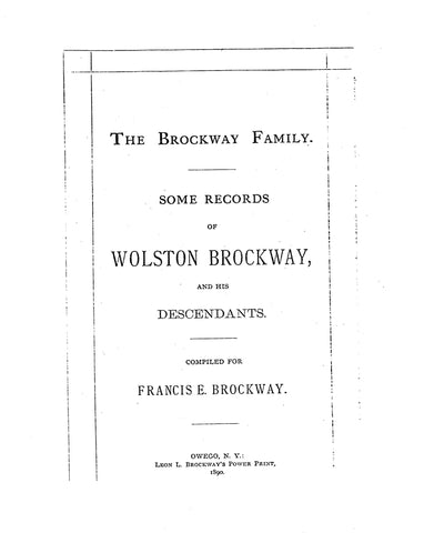 BROCKWAY Family, descendants of Wolston Brockway