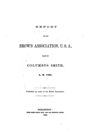 BROWN:  Report to the Brown Association, USA