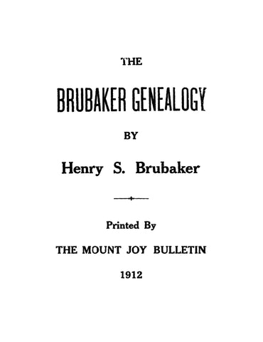 Brubaker Genealogy  1912