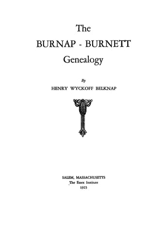 BURNAP - BURNETT Genealogy 1925