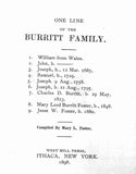 BURRITT: One Line of the Burritt Family [of Wales & CT], with addendum. 1898