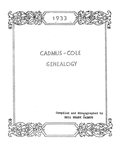 CADMUS - COLE Genealogy  1933