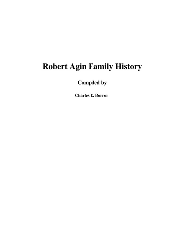 Robert Agin Family History