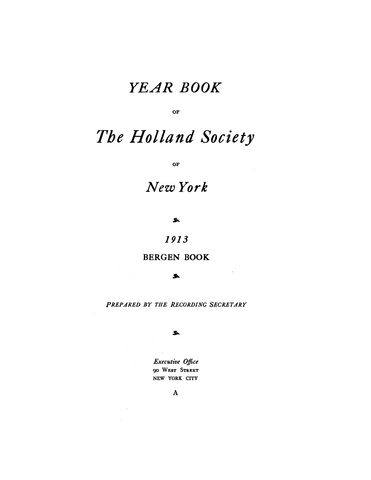 Bergen: Year Book of the Holland Society of New York, Bergen Book
