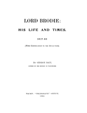 Brodie: Lord Brodie: His Life and Times 1617-80. 1904