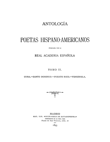 DOMINICA: Antologia de Poetas Hispano-Americanos Tomo 2 (Hardcover)